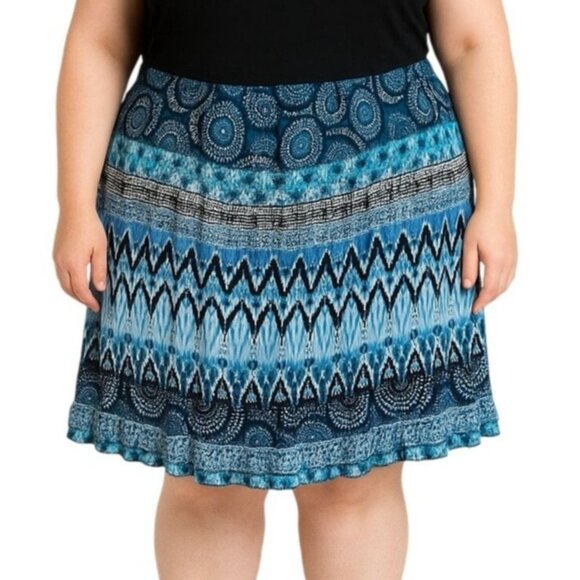 CB Established 1982 Size 2X Skirt Boho Chic Womens Geometric Print Elastic Waist - Picture 1 of 6